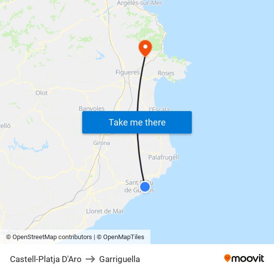 Castell-Platja D'Aro to Garriguella map