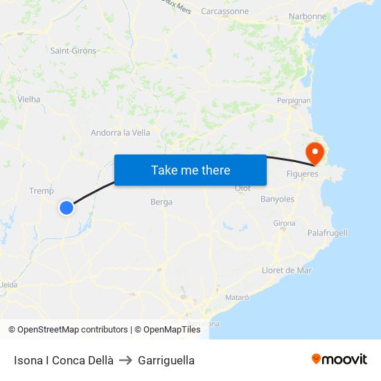 Isona I Conca Dellà to Garriguella map
