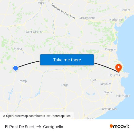 El Pont De Suert to Garriguella map