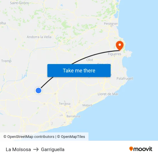 La Molsosa to Garriguella map