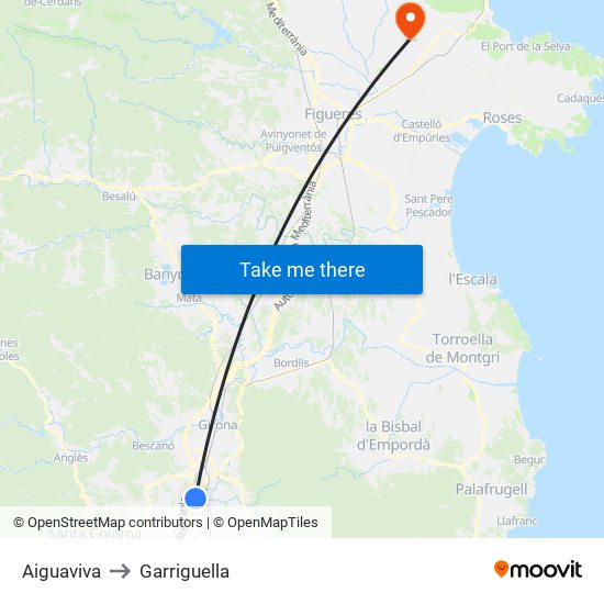 Aiguaviva to Garriguella map