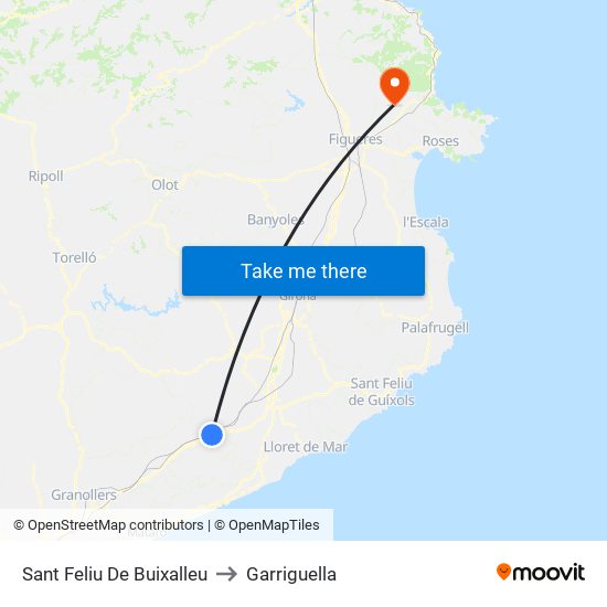 Sant Feliu De Buixalleu to Garriguella map