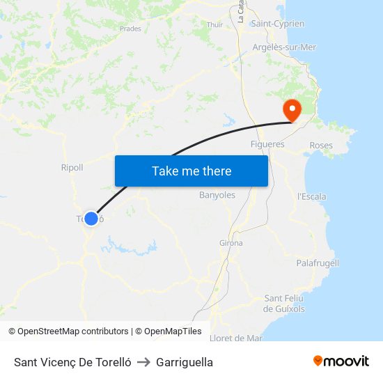 Sant Vicenç De Torelló to Garriguella map