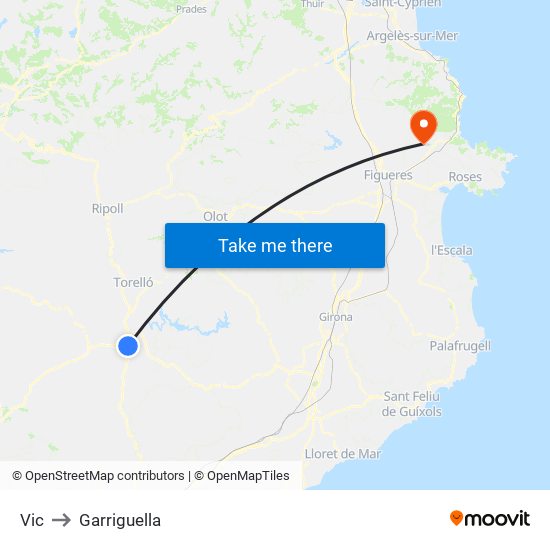 Vic to Garriguella map