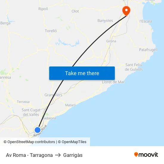 Av Roma - Tarragona to Garrigàs map