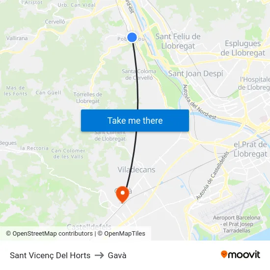 Sant Vicenç Del Horts to Gavà map