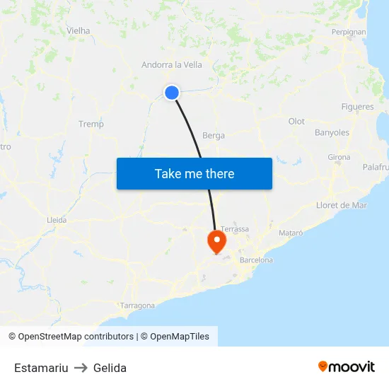 Estamariu to Gelida map