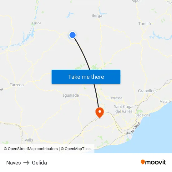 Navès to Gelida map