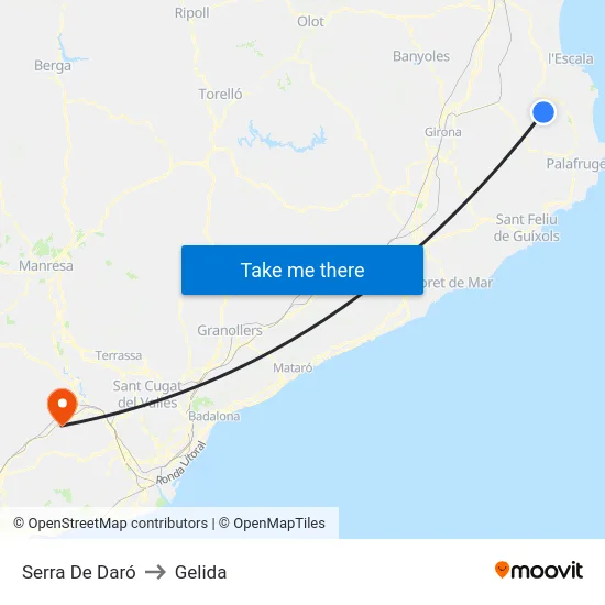 Serra De Daró to Gelida map