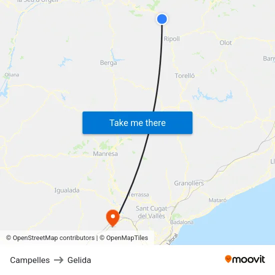 Campelles to Gelida map