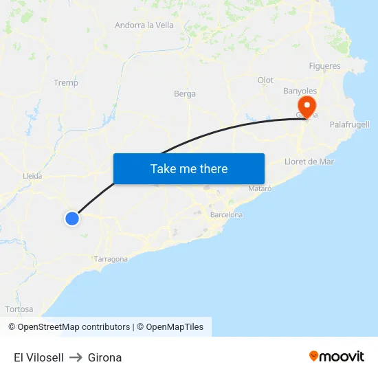El Vilosell to Girona map