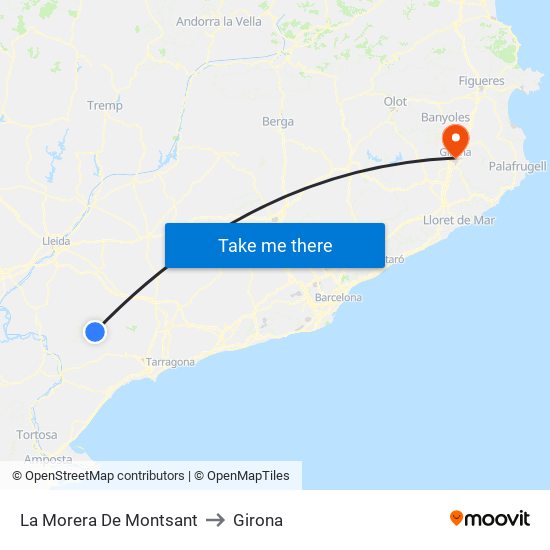 La Morera De Montsant to Girona map