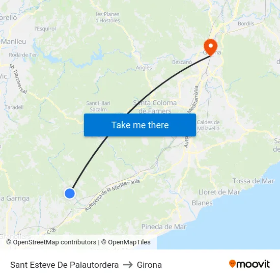 Sant Esteve De Palautordera to Girona map