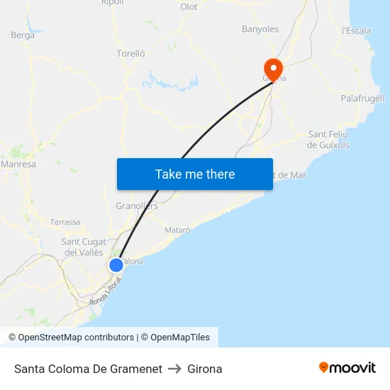 Santa Coloma De Gramenet to Girona map