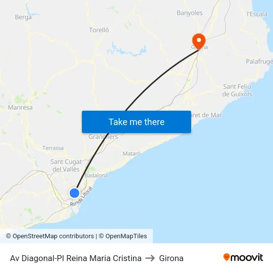 Av Diagonal-Pl Reina Maria Cristina to Girona map