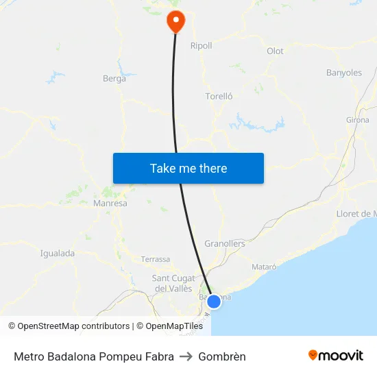 Metro Badalona Pompeu Fabra to Gombrèn map