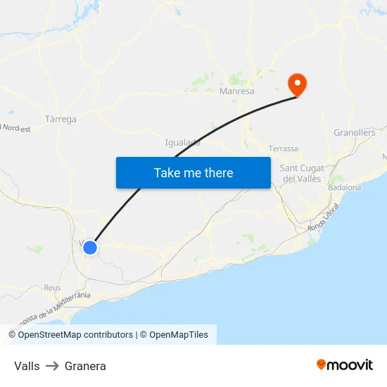Valls to Granera map