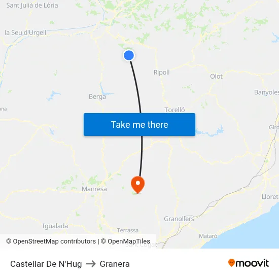 Castellar De N'Hug to Granera map