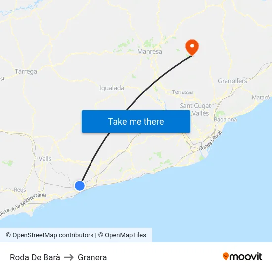 Roda De Barà to Granera map