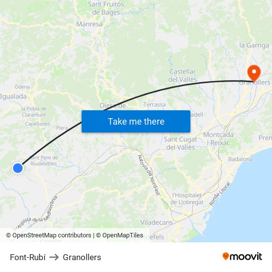 Font-Rubí to Granollers map