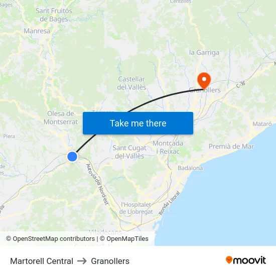 Martorell Central to Granollers map