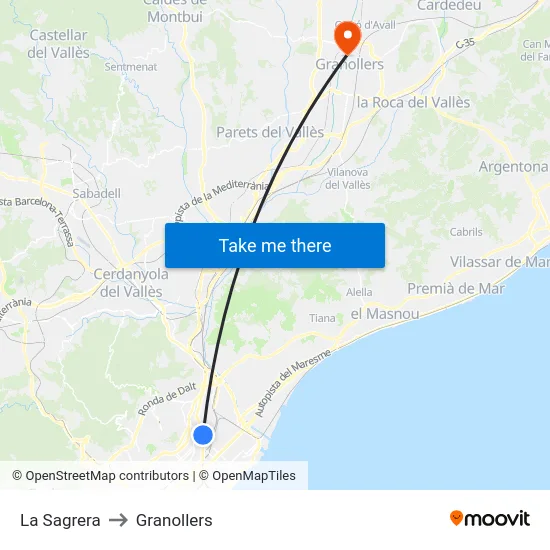 La Sagrera to Granollers map