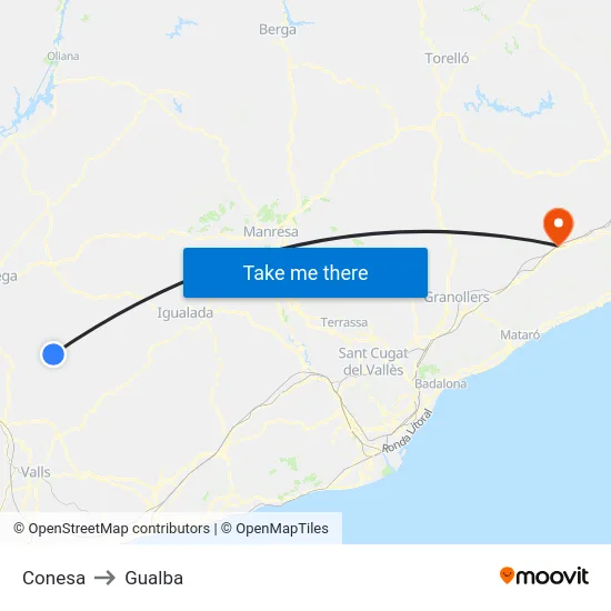 Conesa to Gualba map