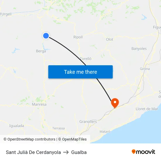 Sant Julià De Cerdanyola to Gualba map