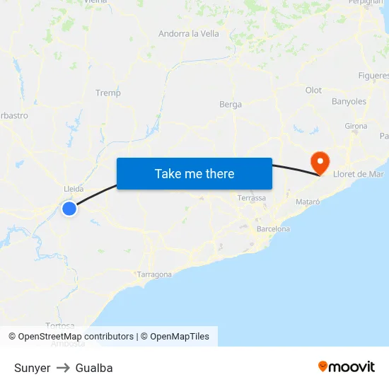 Sunyer to Gualba map