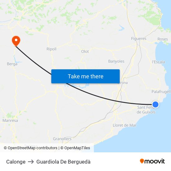 Calonge to Guardiola De Berguedà map