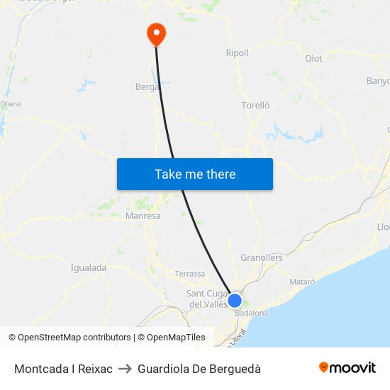 Montcada I Reixac to Guardiola De Berguedà map