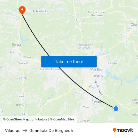 Viladrau to Guardiola De Berguedà map