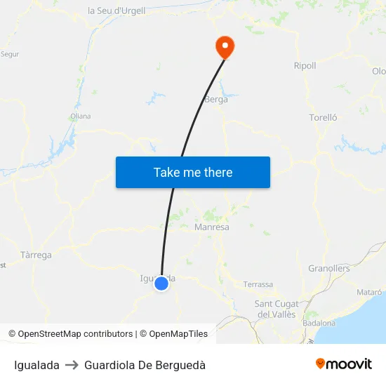 Igualada to Guardiola De Berguedà map