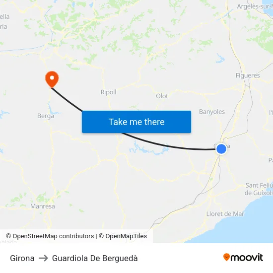 Girona to Guardiola De Berguedà map