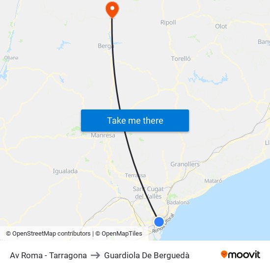 Av Roma - Tarragona to Guardiola De Berguedà map