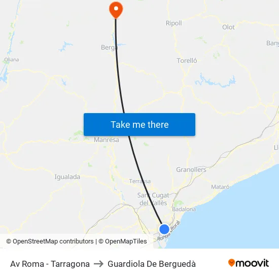 Av Roma - Tarragona to Guardiola De Berguedà map