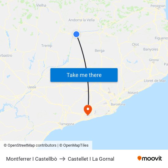 Montferrer I Castellbò to Castellet I La Gornal map