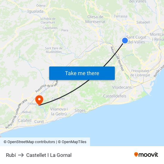 Rubí to Castellet I La Gornal map