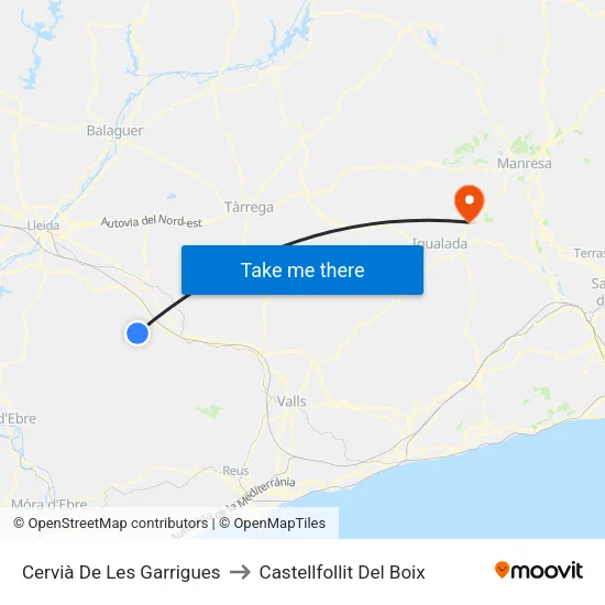 Cervià De Les Garrigues to Castellfollit Del Boix map