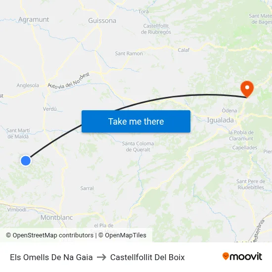 Els Omells De Na Gaia to Castellfollit Del Boix map