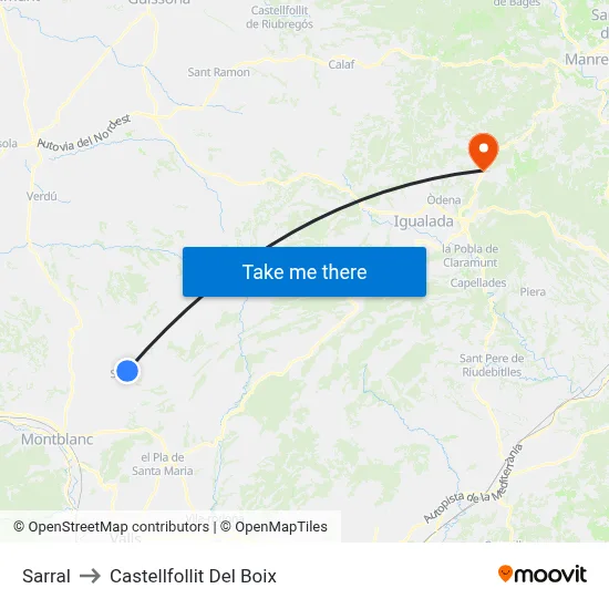 Sarral to Castellfollit Del Boix map
