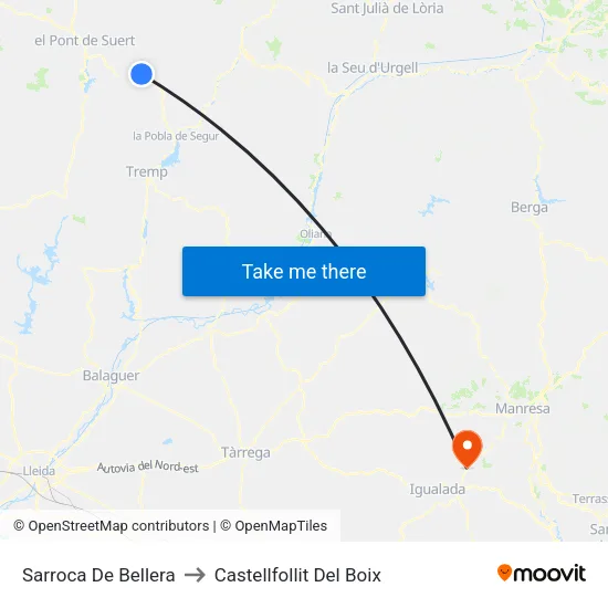 Sarroca De Bellera to Castellfollit Del Boix map