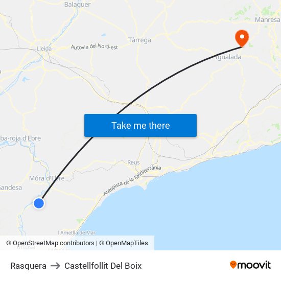 Rasquera to Castellfollit Del Boix map