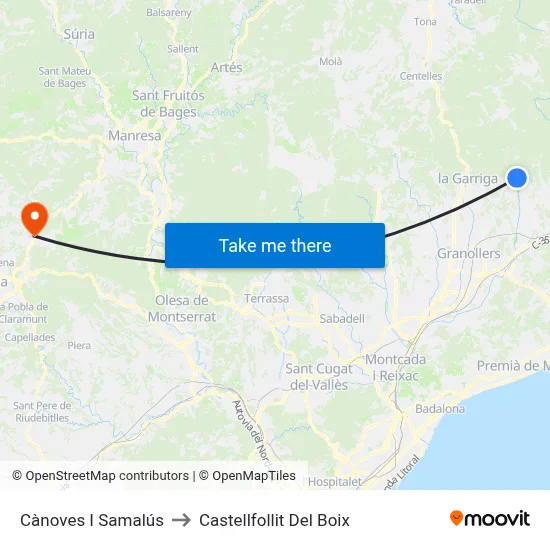 Cànoves I Samalús to Castellfollit Del Boix map