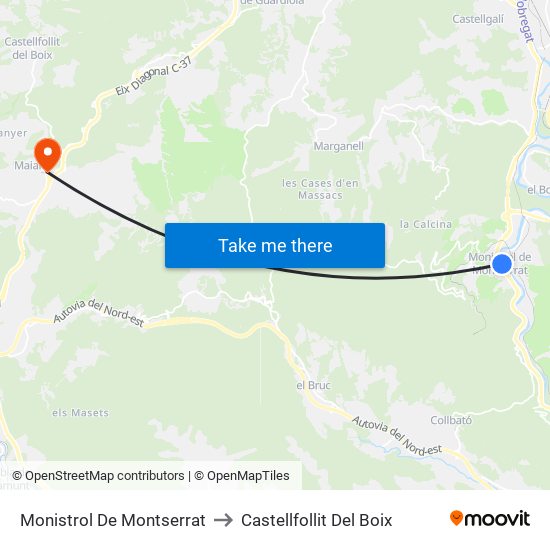 Monistrol De Montserrat to Castellfollit Del Boix map