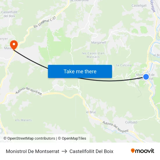 Monistrol De Montserrat to Castellfollit Del Boix map
