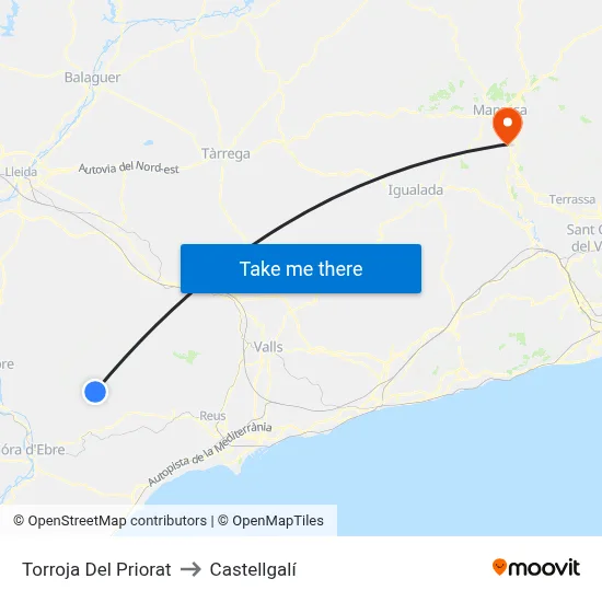 Torroja Del Priorat to Castellgalí map