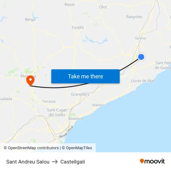 Sant Andreu Salou to Castellgalí map