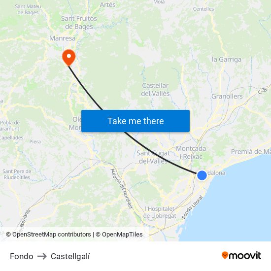 Fondo to Castellgalí map