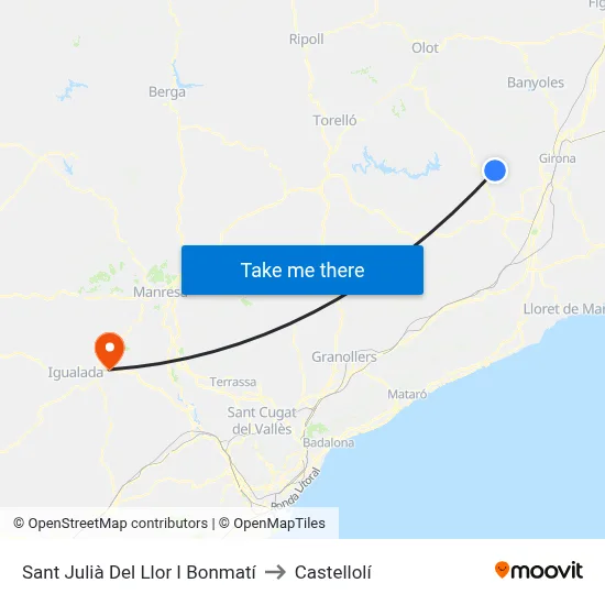 Sant Julià Del Llor I Bonmatí to Castellolí map
